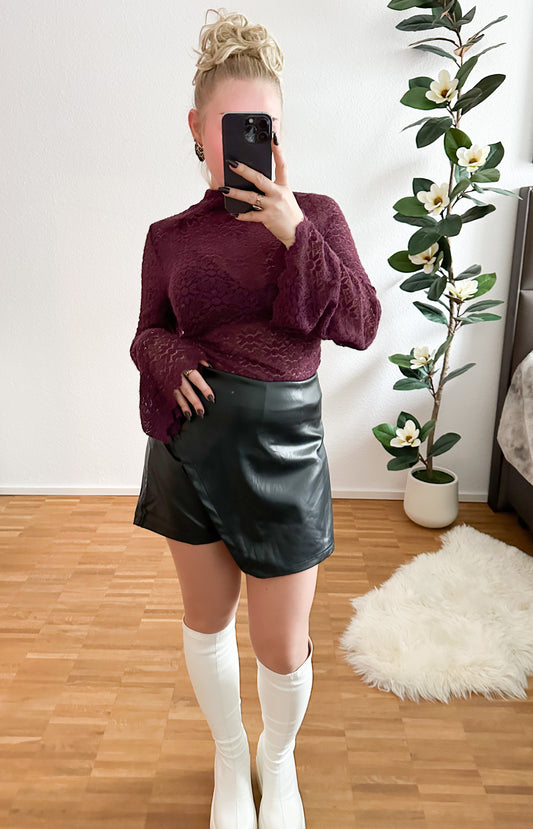 Leder-Shorts mit Rock Optik Skort Lederlook