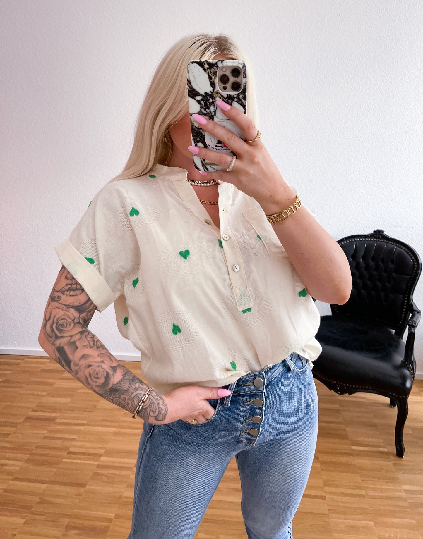 Bluse-Herz Grün