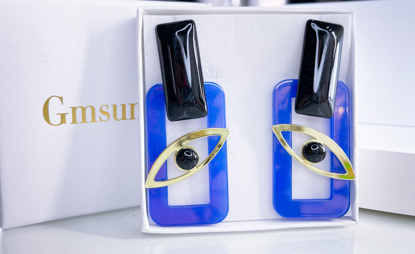 Ohrringe Auge Blau & Peach