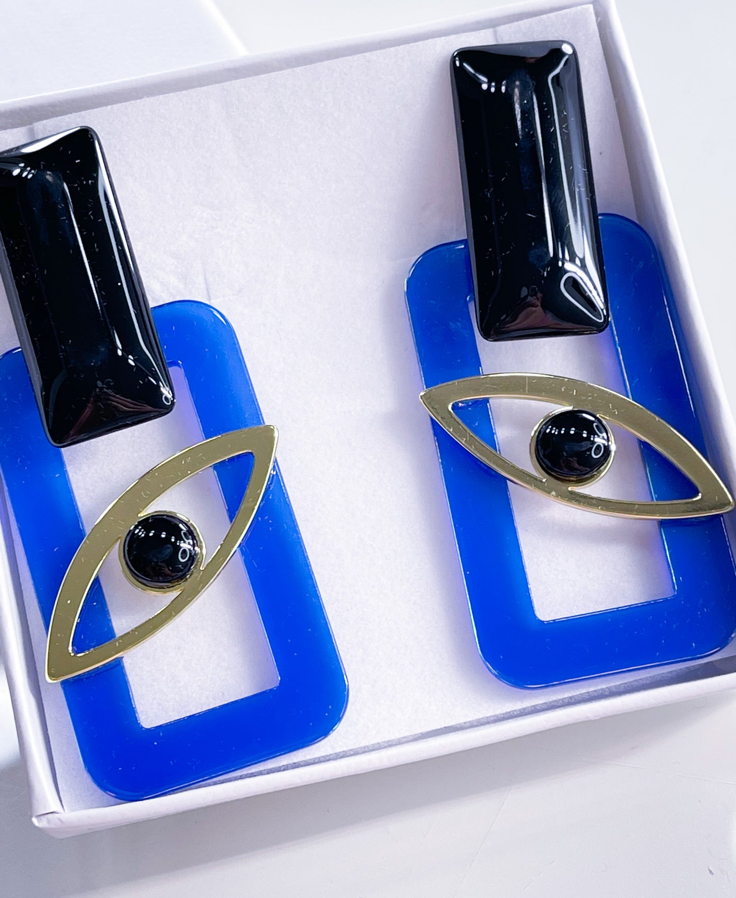 Ohrringe Auge Blau & Peach