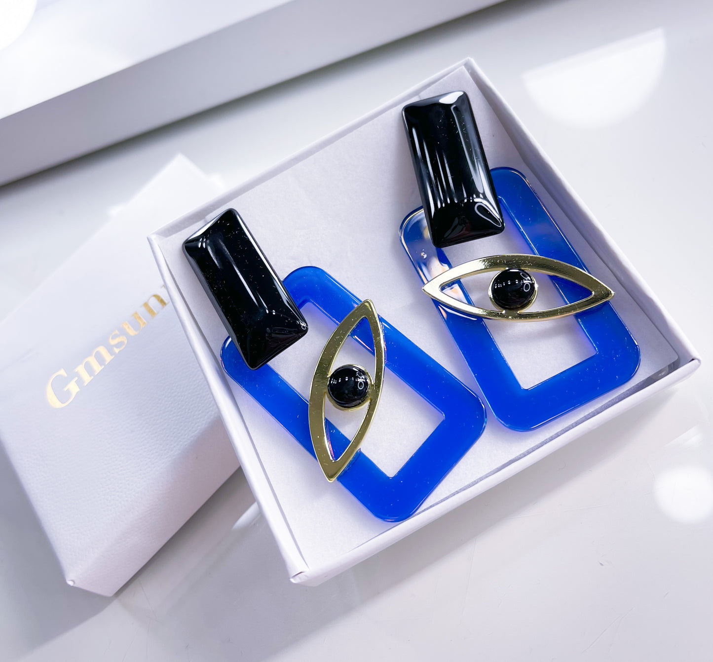 Ohrringe Auge Blau & Peach