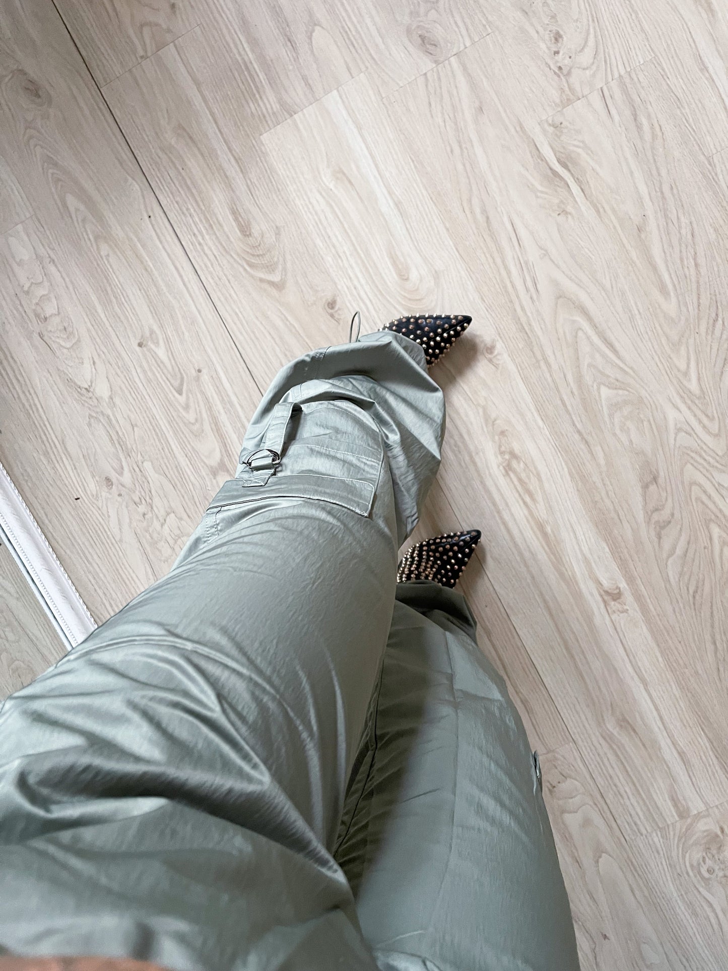 Stoffhose Seide Olive