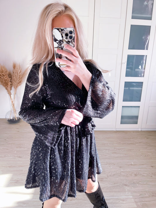 Pailletten-Kleid Girly Schwarz