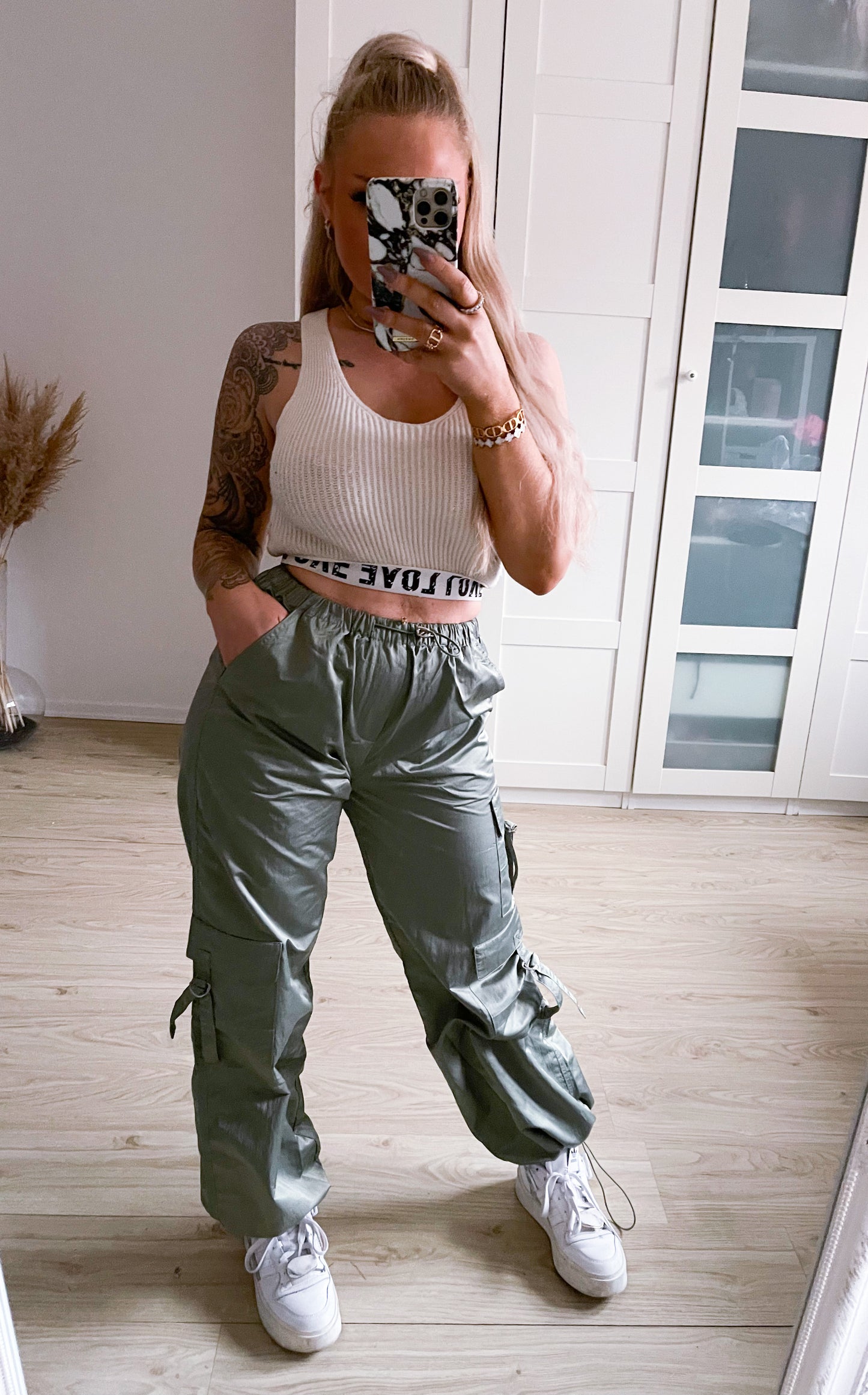 Stoffhose Seide Olive