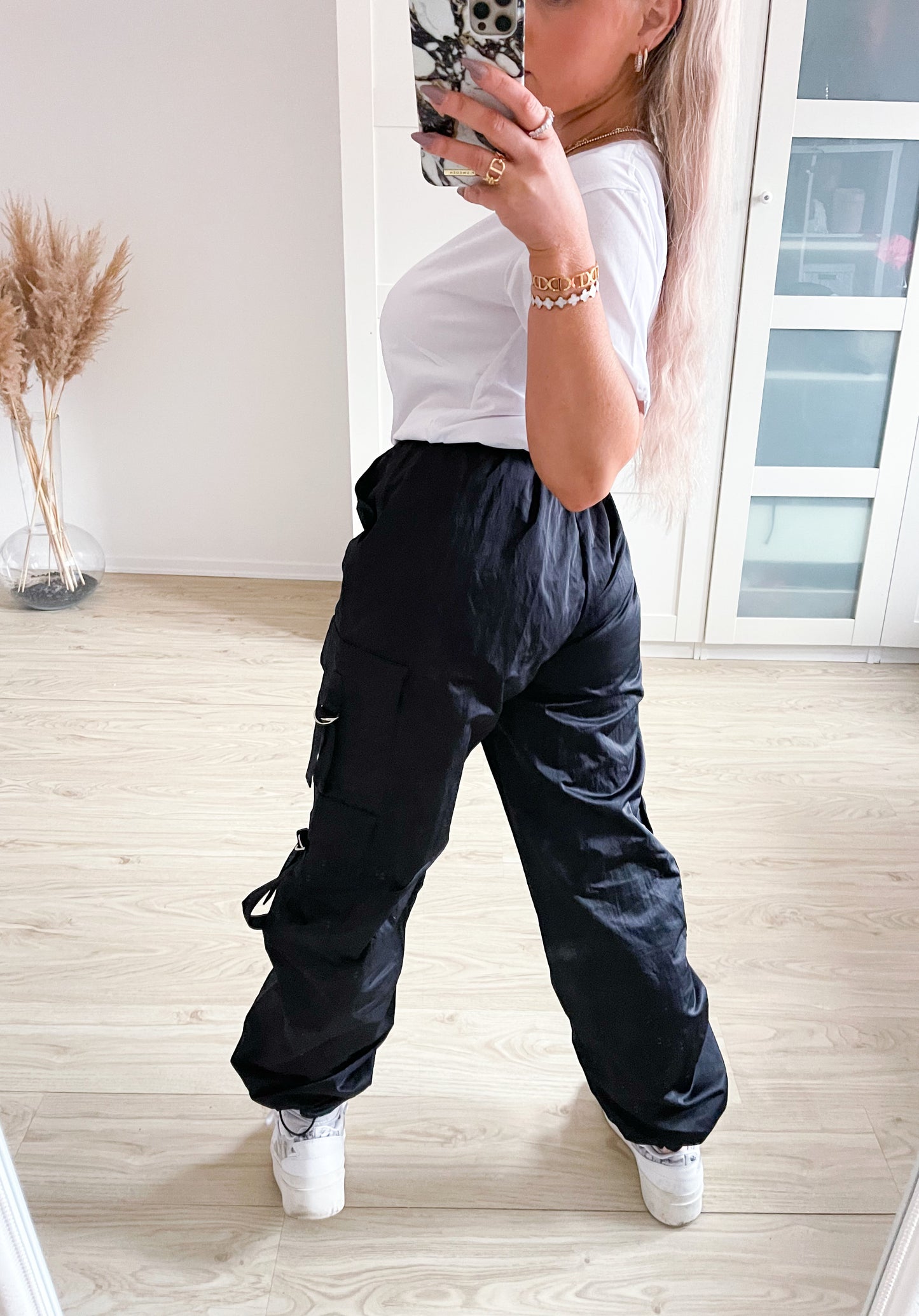 Stoffhose Seide Schwarz