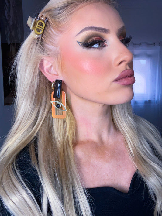 Ohrringe Auge Blau & Peach