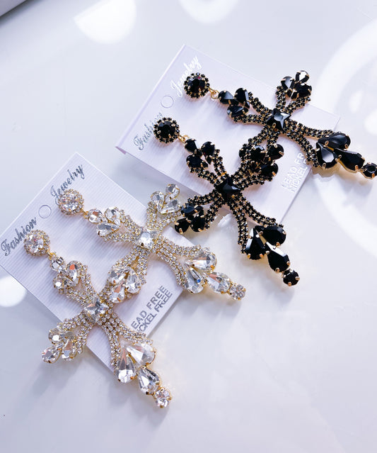 Ohrringe Kreuz Schwarz und Silber