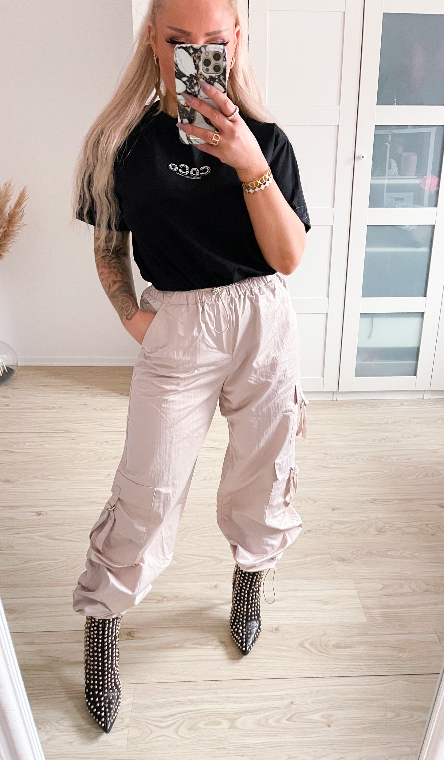 Stoffhose Seide Creme