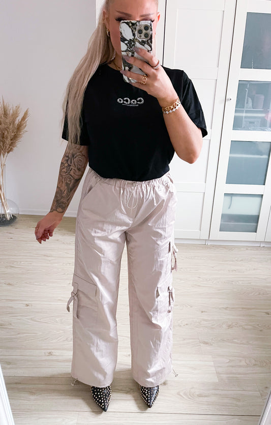 Stoffhose Seide Creme