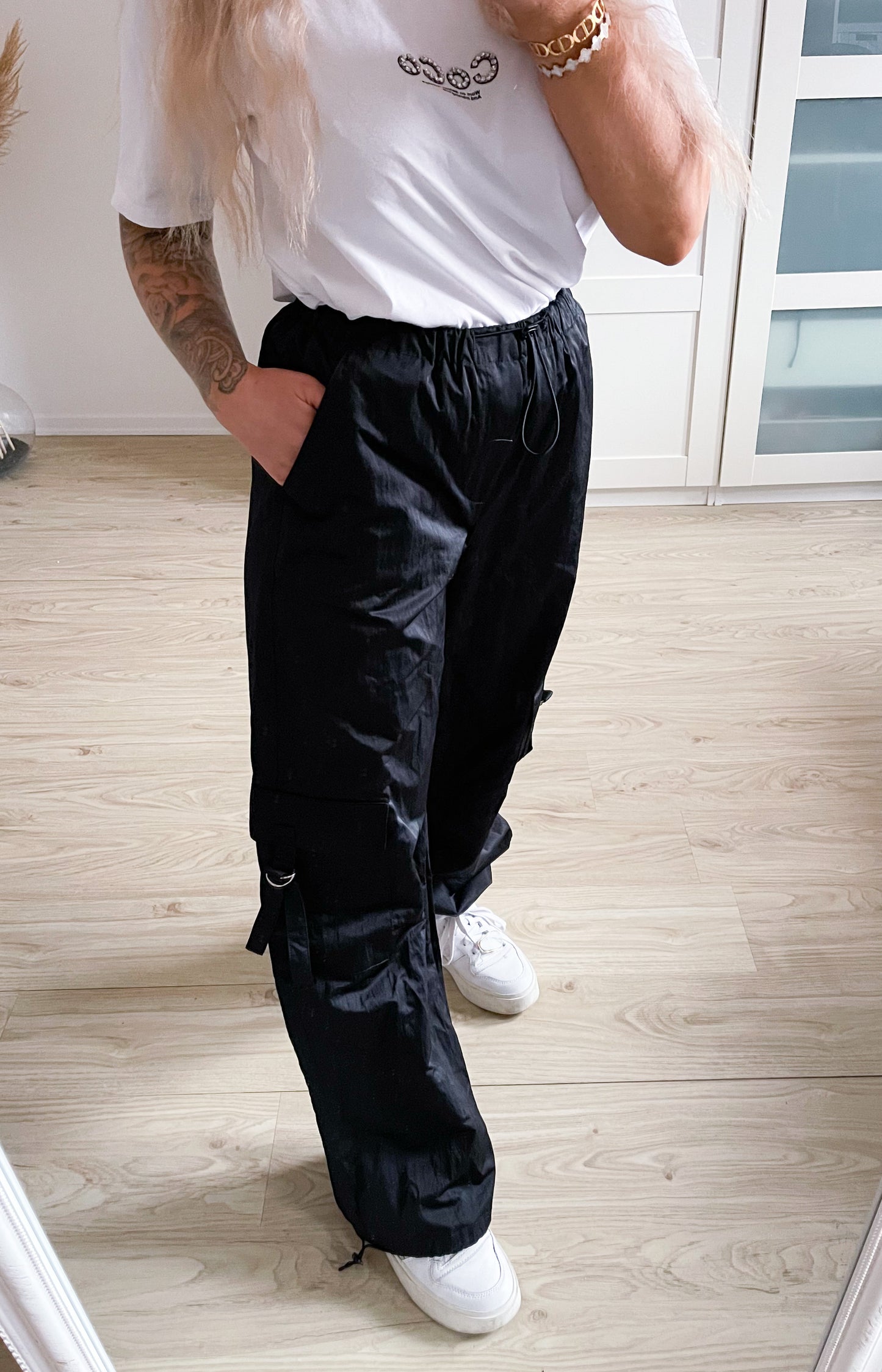 Stoffhose Seide Schwarz