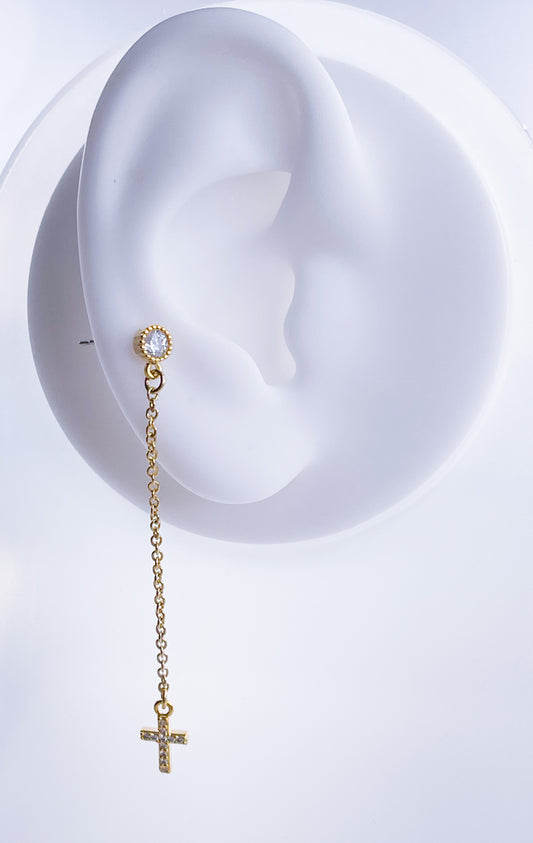 Ohrring 14K Gold Kreuz