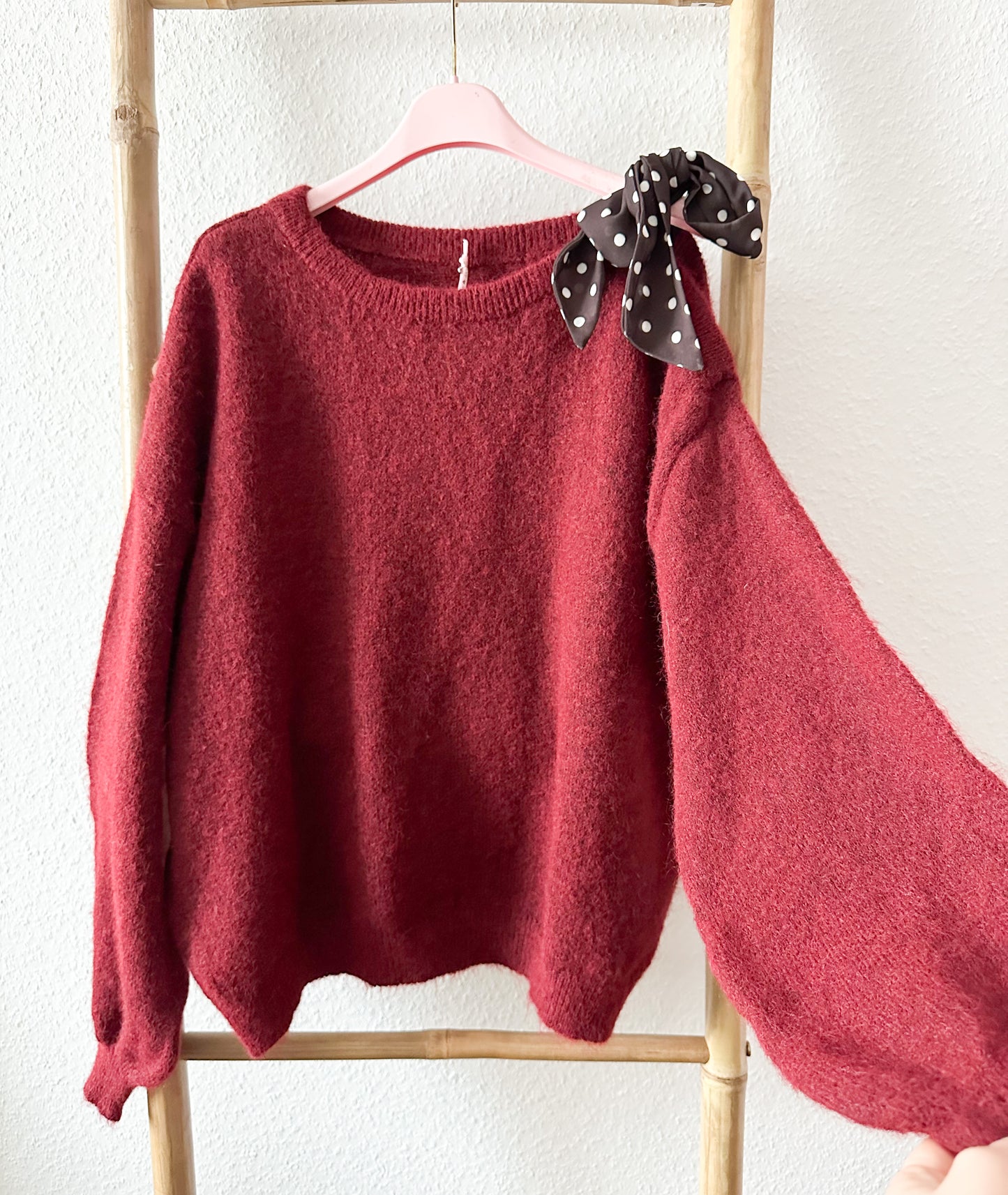 Strickpullover 20% Alpaca mit Schleife super weich und kuschelig in 5 Farben