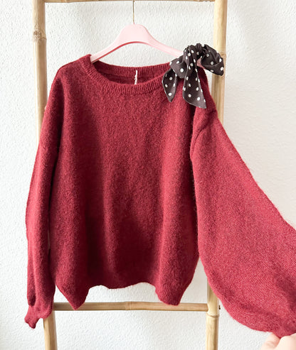 Strickpullover 20% Alpaca mit Schleife super weich und kuschelig in 5 Farben