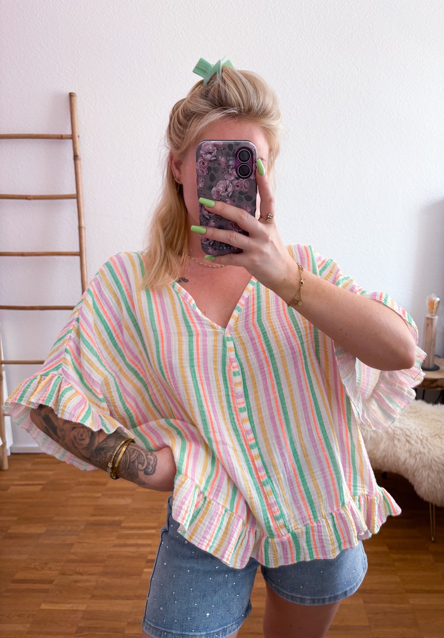 Musselin Bluse Pastell in 4 Farben