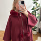 Strickjacke mit kunstfell in 4 Farben super weich
