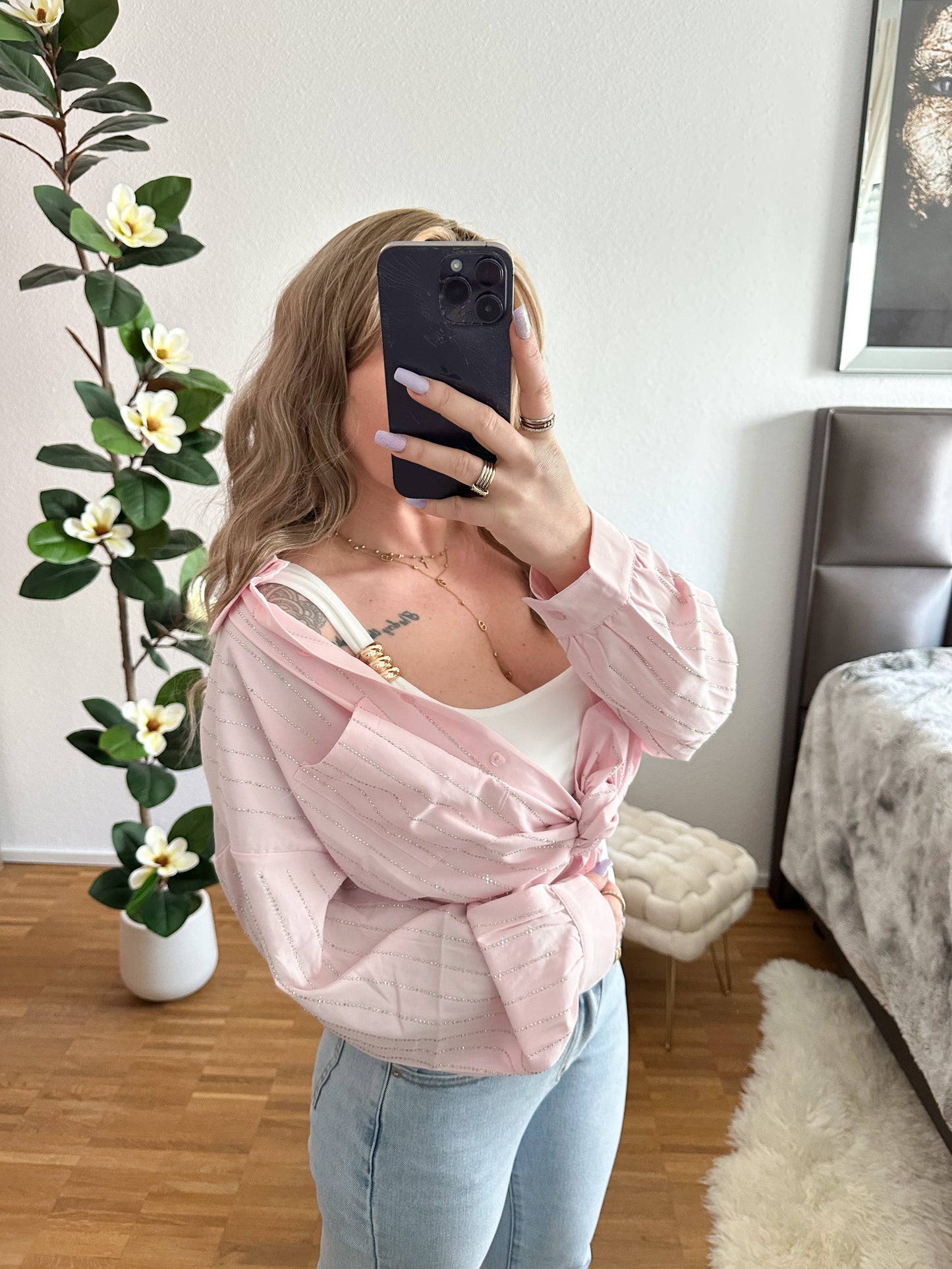 Bluse Chic Strass in 4 Farben