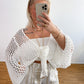 Strickjacke Boho Weiß