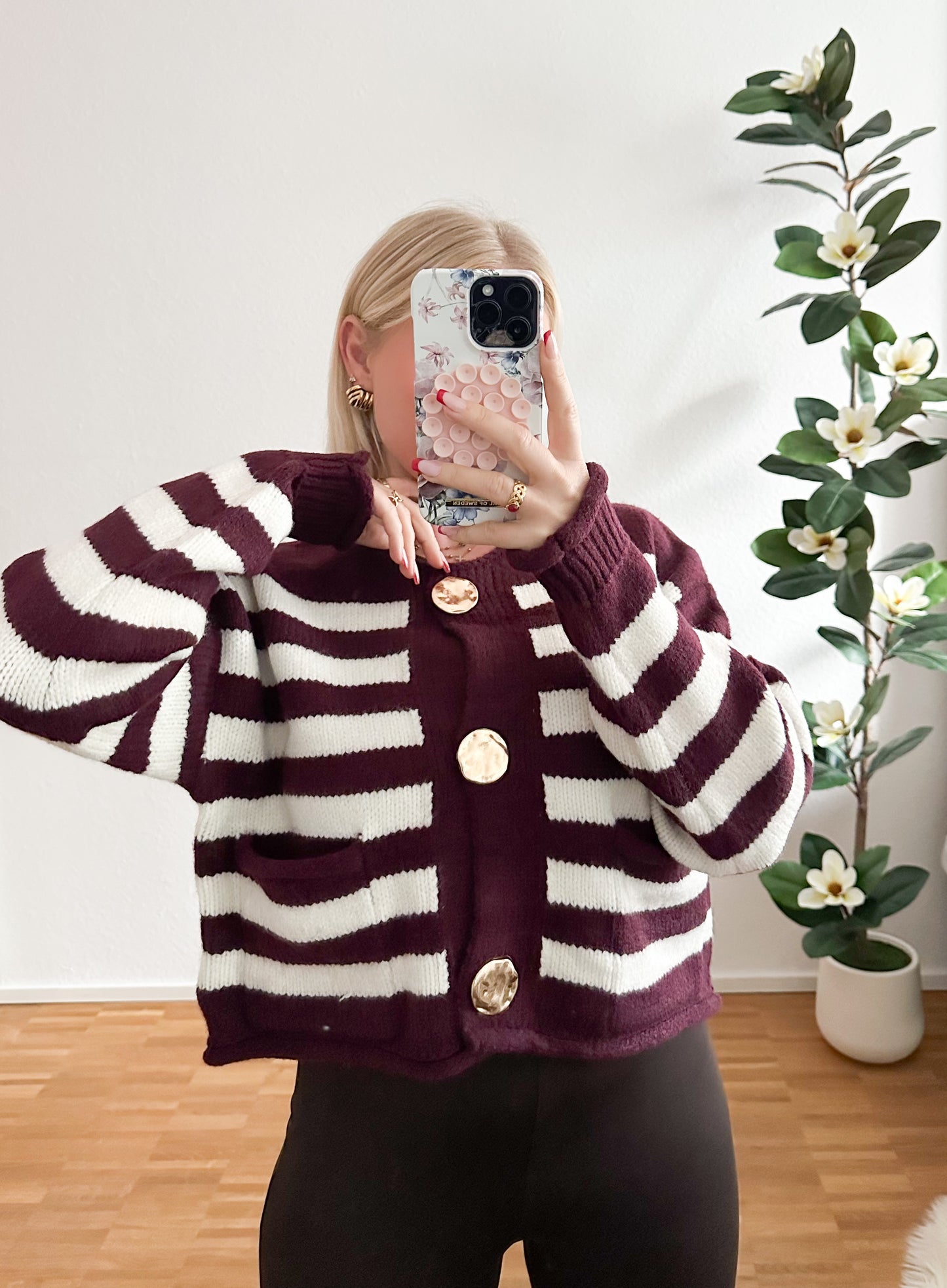 Strickjacke Gold Knopf in 2 Farben super weiche und Stretch