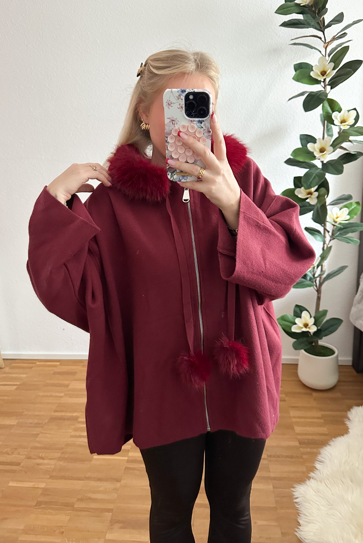 Strickjacke mit kunstfell in 4 Farben super weich