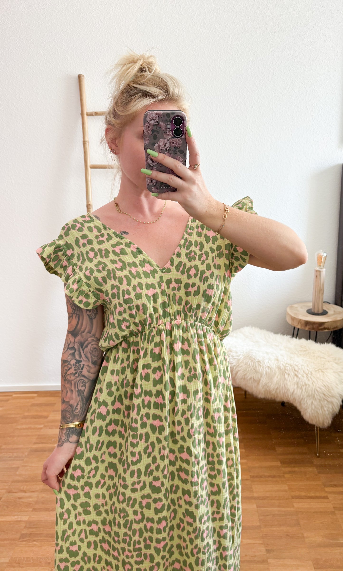 Musselin Kleod Leo Print in 4 Farben