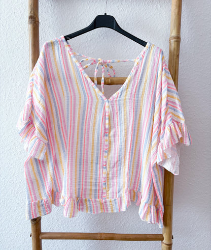 Musselin Bluse Pastell in 4 Farben
