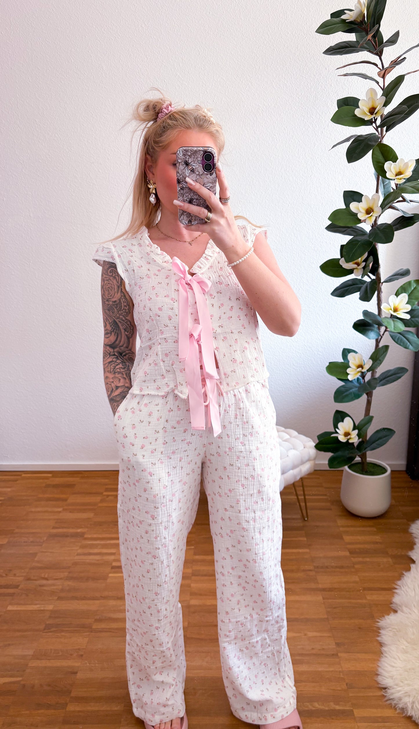Stoffhose Musselin Rose