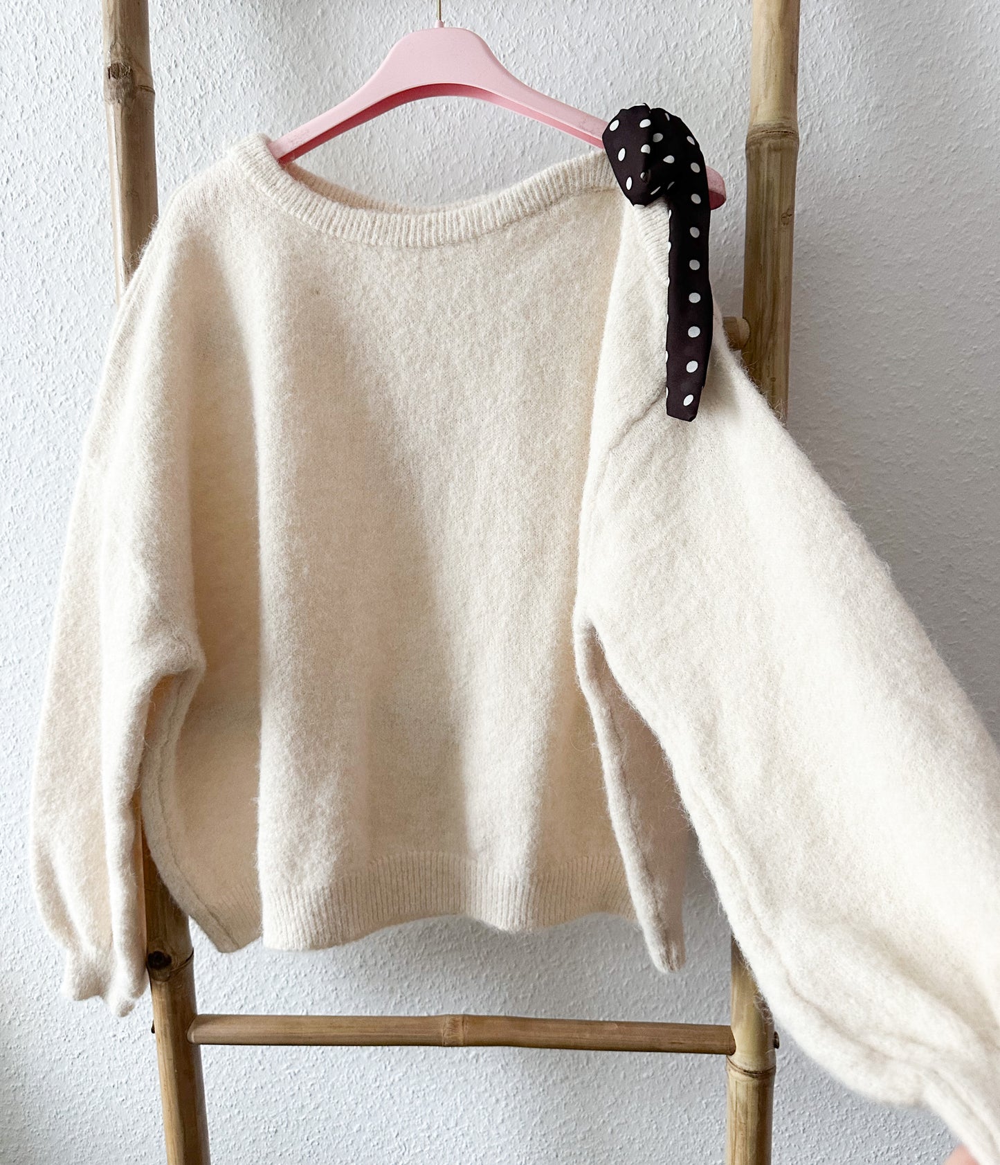 Strickpullover 20% Alpaca mit Schleife super weich und kuschelig in 5 Farben