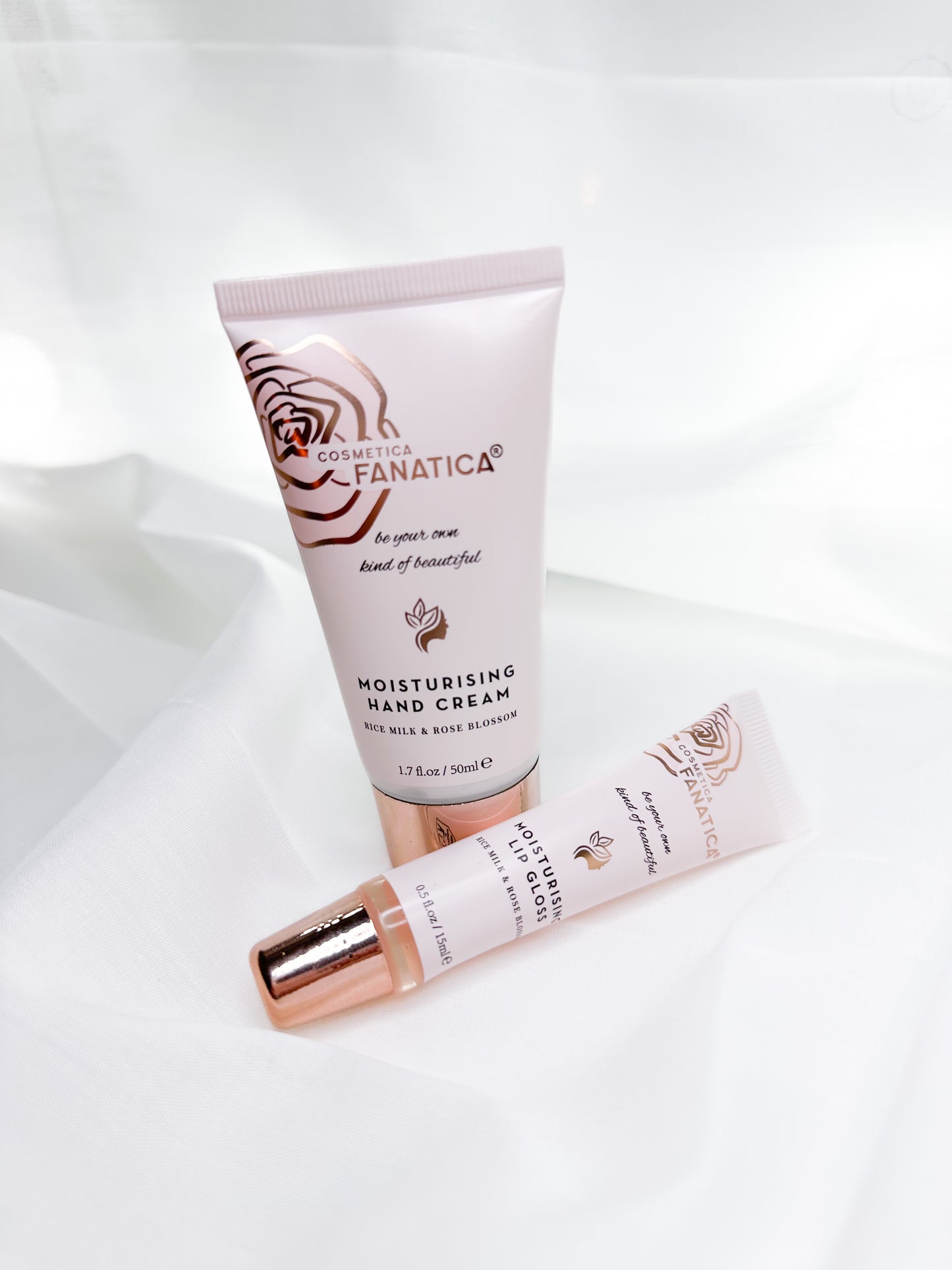 Lipgloss & Handcream Set Rose and Rice Milk