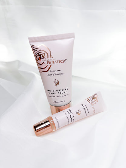 Lipgloss & Handcream Set Rose and Rice Milk