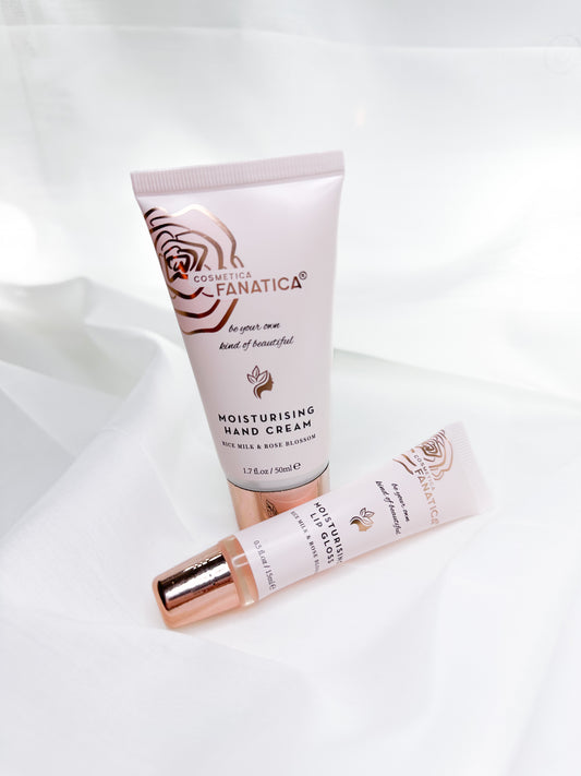 Lipgloss & Handcream Set Rose and Rice Milk