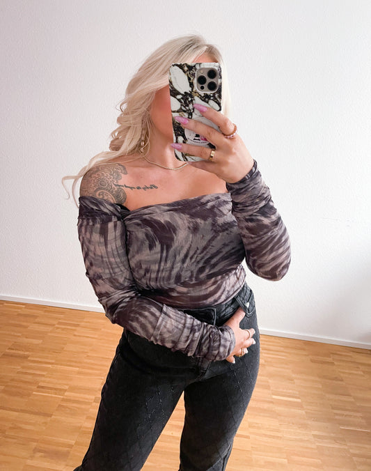 Oberteil Off shoulder Marmor