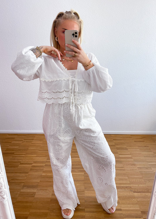 Musselin Bluse Boho weiß
