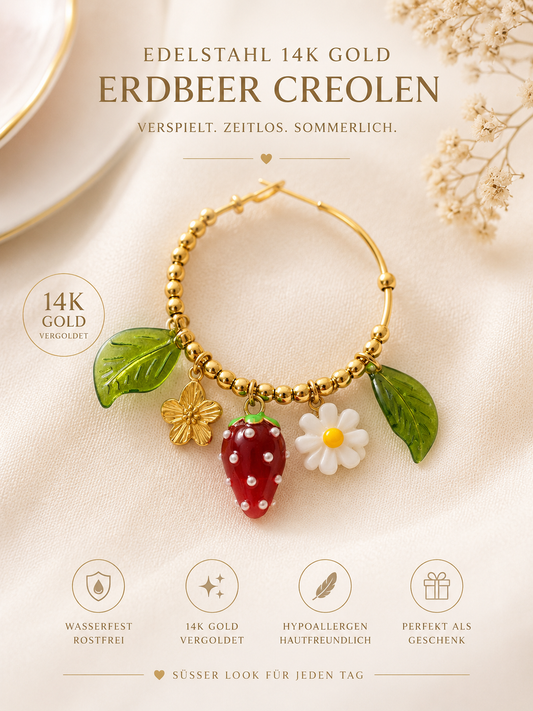 Creolen Erdbeere S.Steel 14k Gold