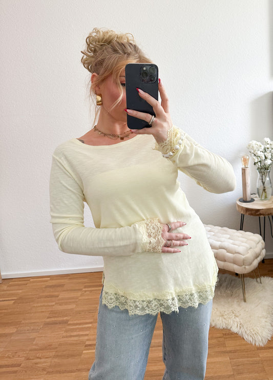Langarm Shirt spitze in 5 Farben