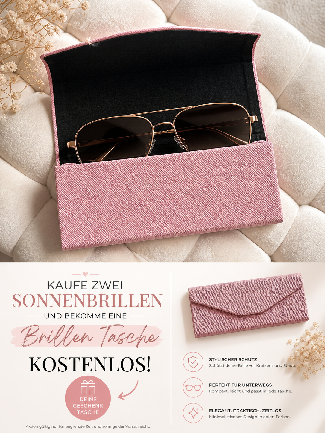 Sonnenbrillen Tasche in 3 Farben kaufe 2 Sonnenbrillen und erhalte eine Tasche Kostenlos!