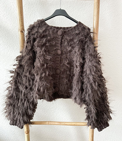Strickjacke Flauschig in Schoko braun super weich