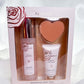Body Care Set Rose Bodyspray Shimmer Showergel and Heart Sponge