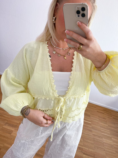 Musselin Bluse Boho Zitrus