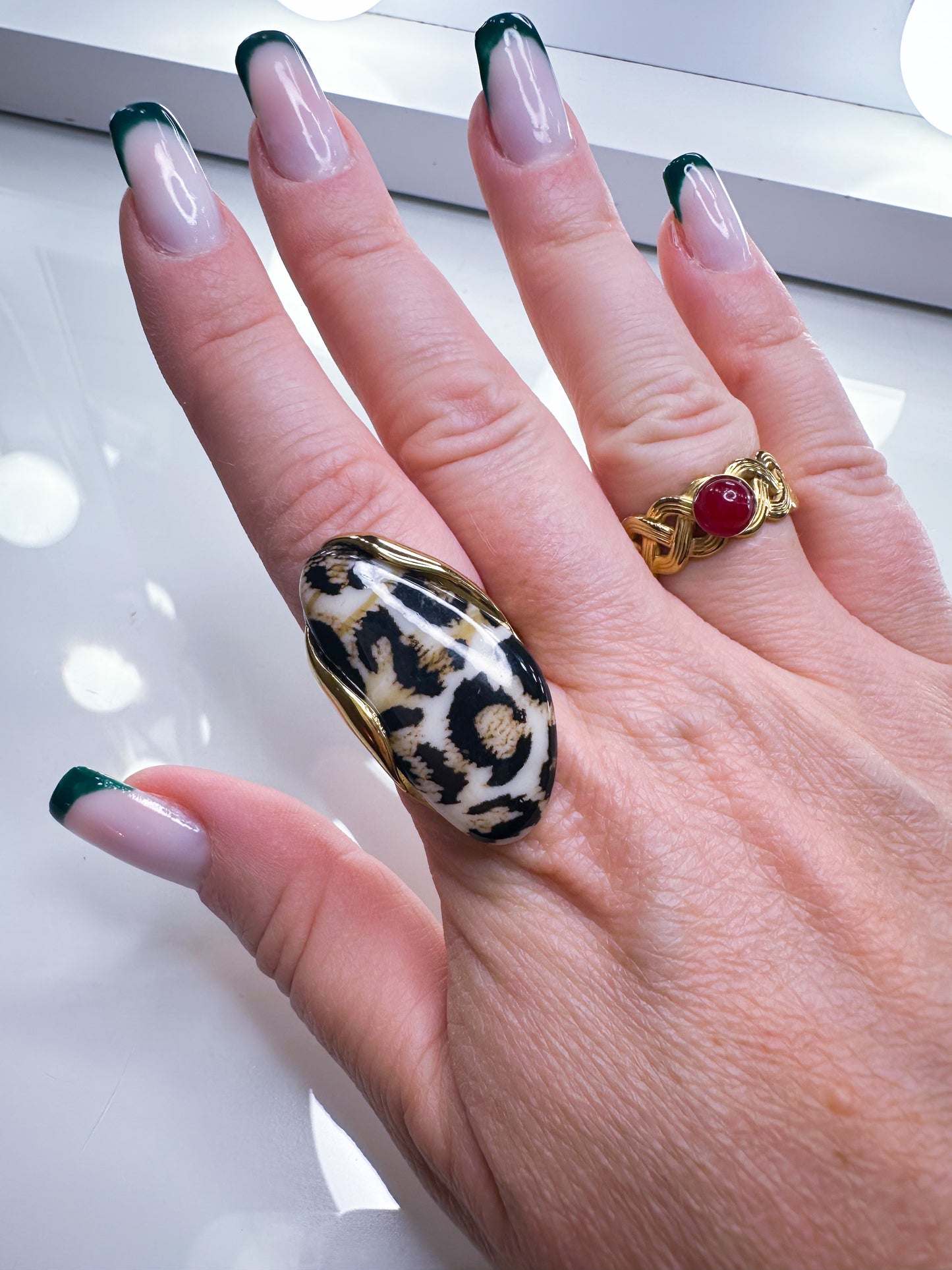 Ring mit Leo-Muster in 2 Farben S.Steel 14k Gold