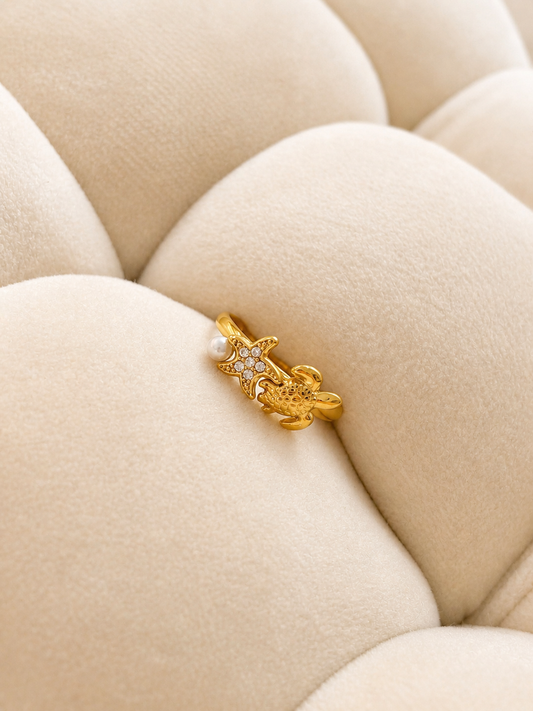 Ring Schildkröte mit Seestern S.Steel