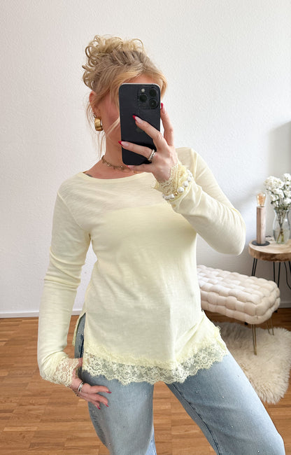 Langarm Shirt spitze in 5 Farben