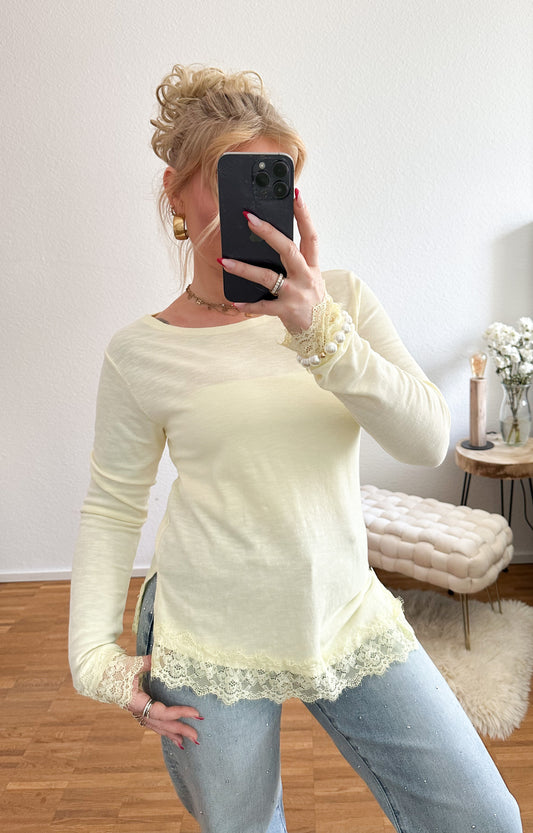 Langarm Shirt spitze in 5 Farben
