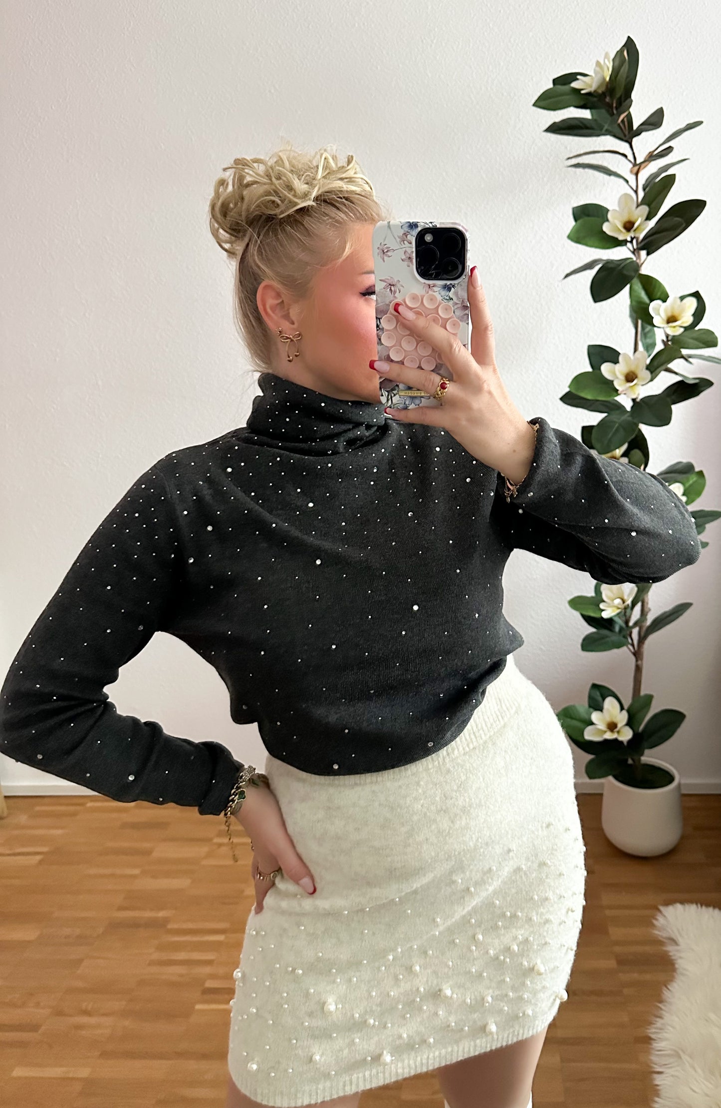 Strickpullover/Feinstrickpullover mit Strass in 3 Farben