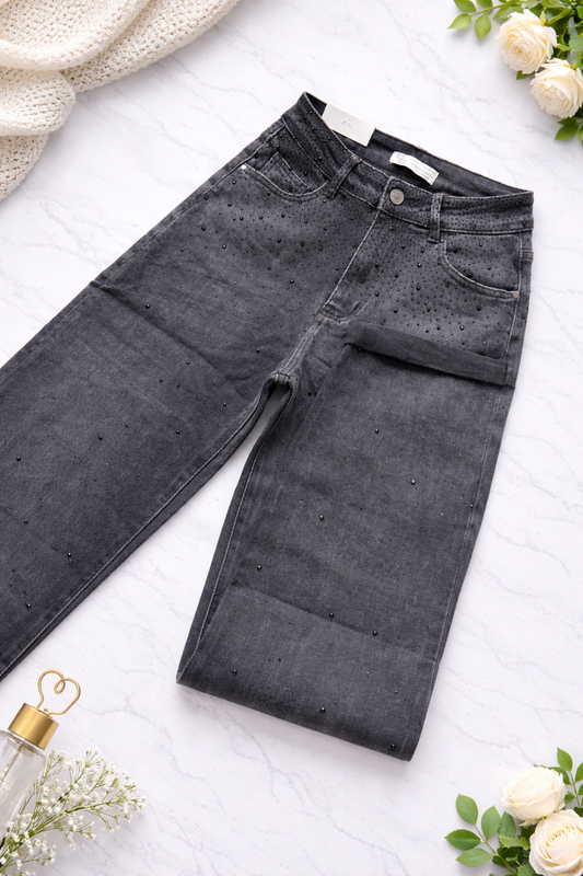 Jeanhose Balloon Hello Miss in 2 Farben super Stretch mit Strass