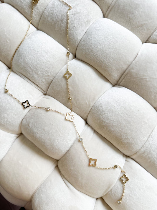 Halskette Blume Bling Lang S.Steel