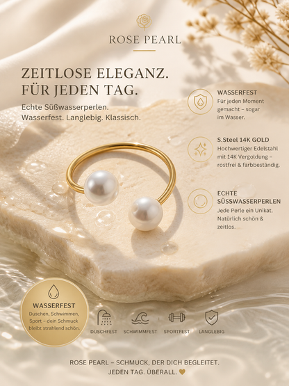 Ring Süßwasserperle Gold und Silber S.Steel