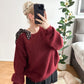 Strickpullover 20% Alpaca mit Schleife super weich und kuschelig in 5 Farben