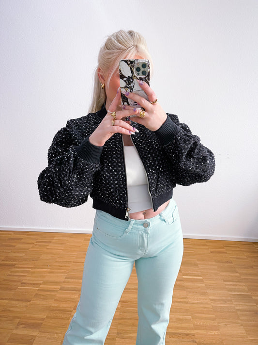 Jeansjacke-Bomber Bling