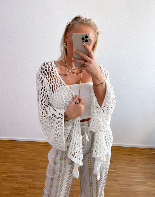 Strickjacke Boho Weiß