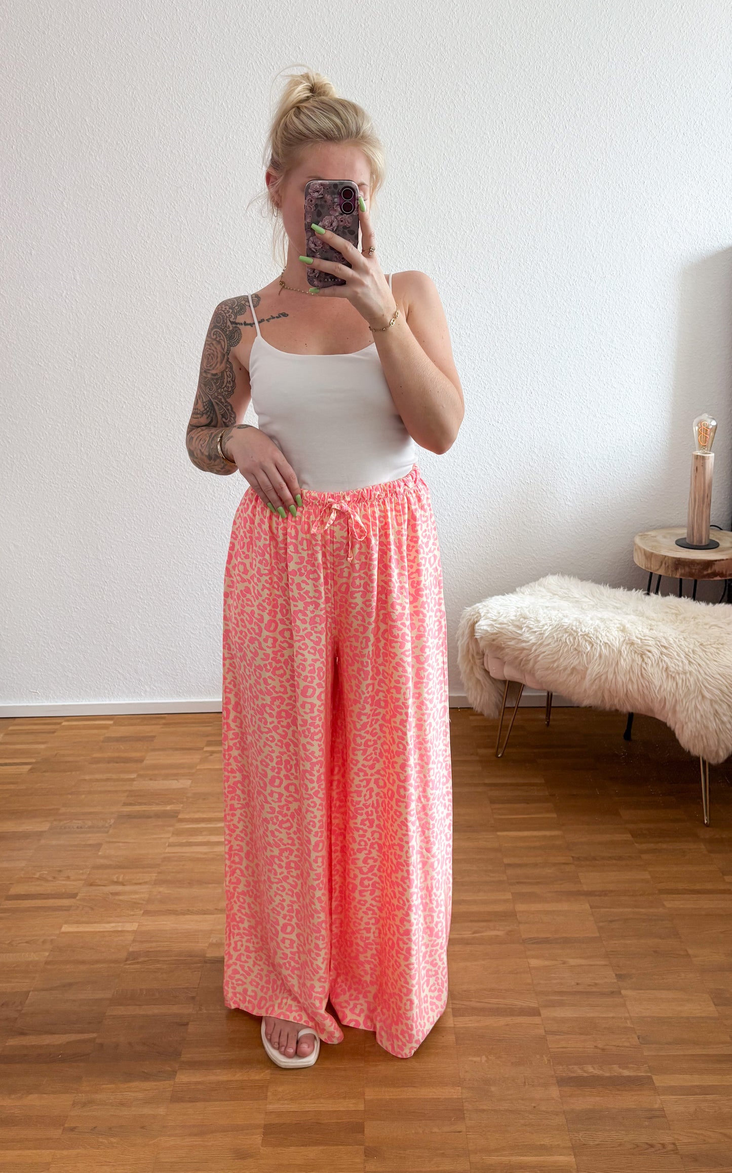 Stoffhose Seide Leo Print